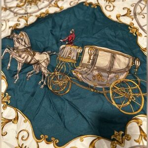 Echo Horse Carriage Silk Scarf | Large 30” x 30” | Equestrian Print